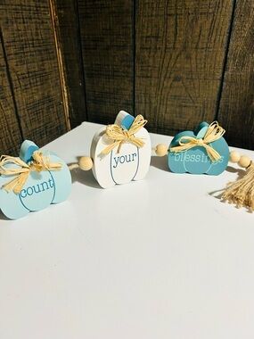Blue and White Pumpkin Home Accent
